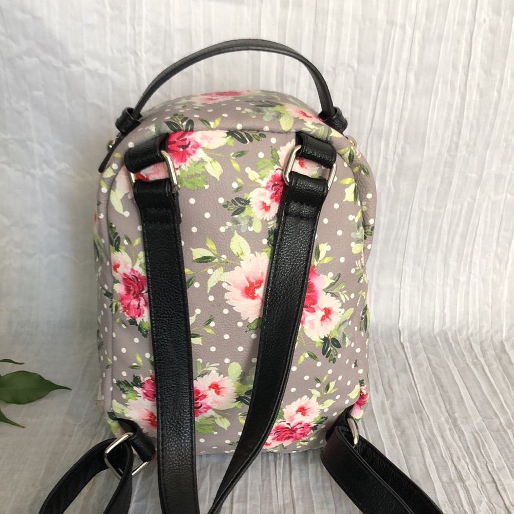 BETSEY JOHNSON  French Bull dog roses pattern mini backpack w/shoulder straps - Picture 8 of 15